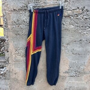 Aviator Nation Sweatpants Womens XS Fleece Rainbow Stripe Joggers Soft